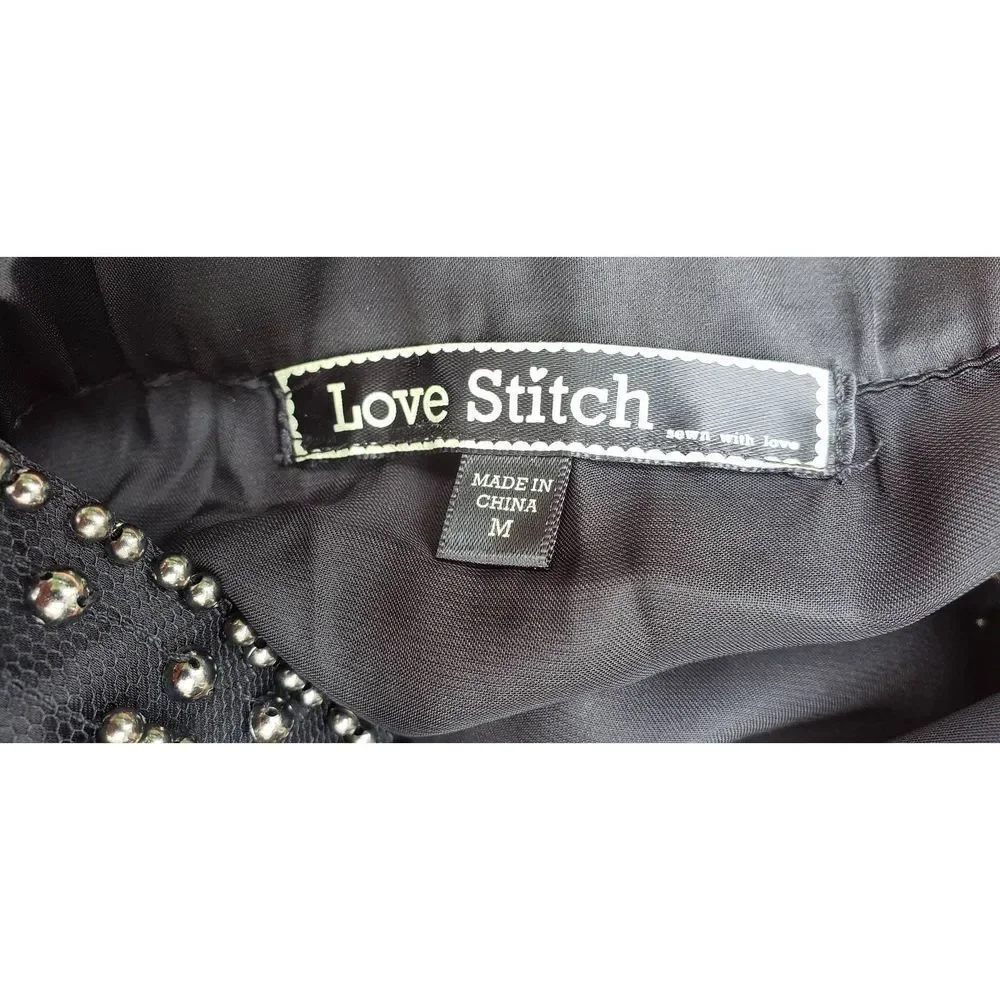 LOVE STITCH BLACK STRAP STUDDED BLOUSE NWT SIZE M - Picture 4 of 7